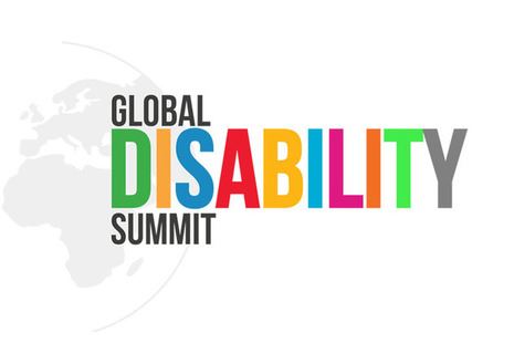 Illustrasjonen viser verdenskart og teksten "Global Disability Summit"